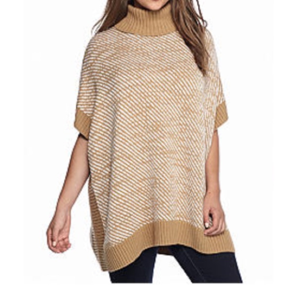 MICHAEL Michael Kors Tan & Cream Poncho Sweater